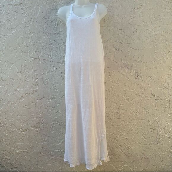 Linen Maxi Long Knit Dress Tank White Women Small - Picture 1 of 10